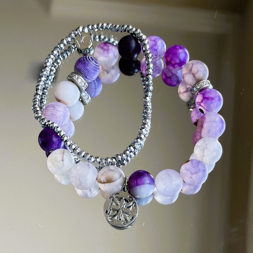 Rustic Cuff Stackable Stretch Bracelet Set Gorgeo… - image 4